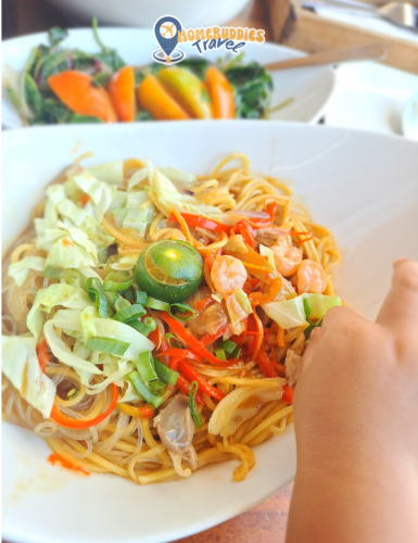 Pancit with baby hand