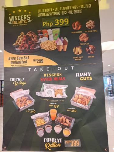 Wingers Unlimited Menu